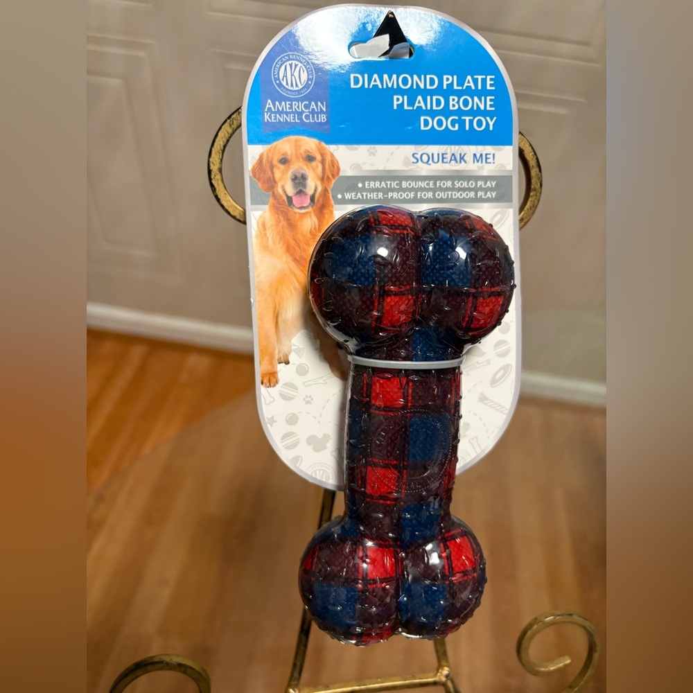 American Kennel Club  Bone Shaped Dog Toy Squeeze Me I Squeak 7”